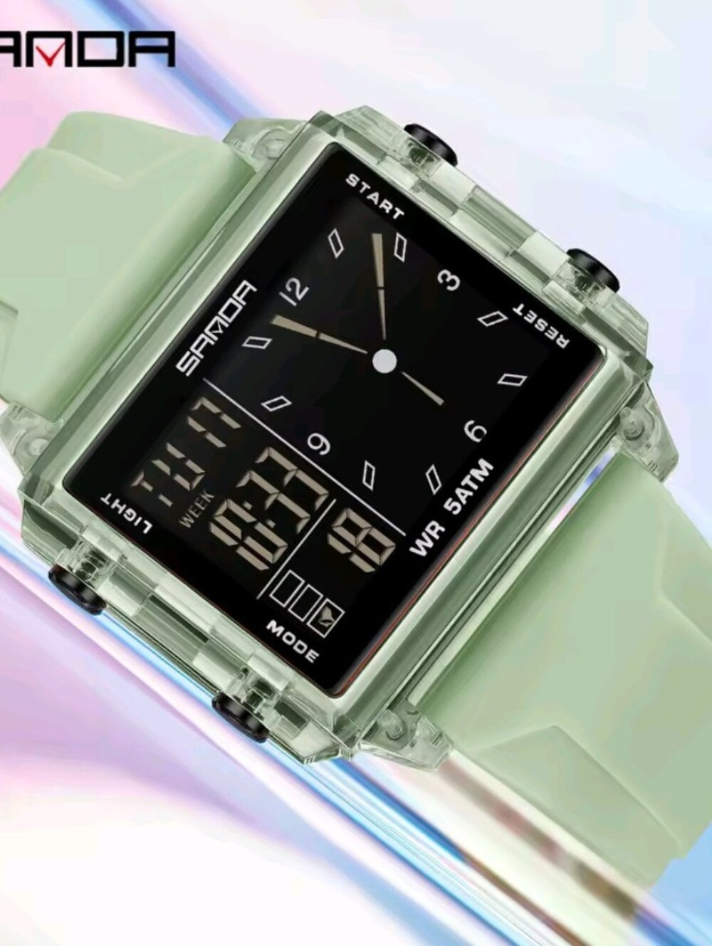 Men's Square Dual Electron Analog Watch